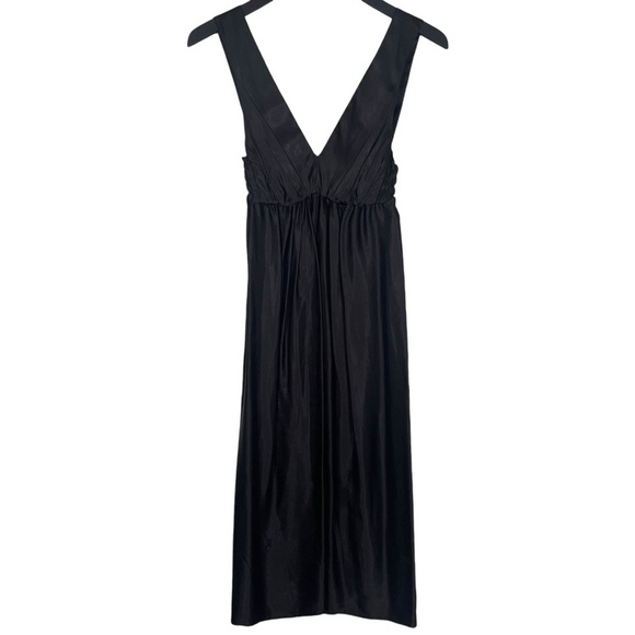 Vintage Scanlan & Theodore Satin Knee Length Midi Dress in Black Size S - Picture 9 of 9